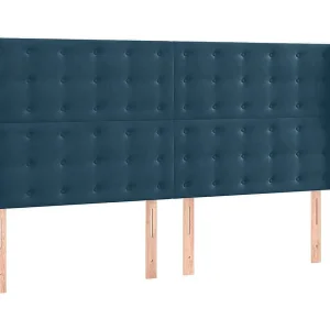 Hoofdbord met randen 163x23x118/128 cm fluweel donkerblauw Hoofdbord met randen 163x23x118/128 cm fluweel donkerblauw