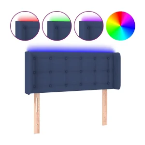 Hoofdbord LED 83x16x78/88 cm stof blauw