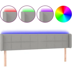Hoofdbord LED 183x16x78/88 cm stof lichtgrijs