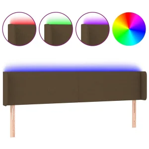 Hoofdbord LED 183x16x78/88 cm stof donkerbruin