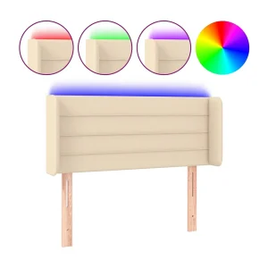 Hoofdbord LED 83x16x78/88 cm stof crèmekleurig