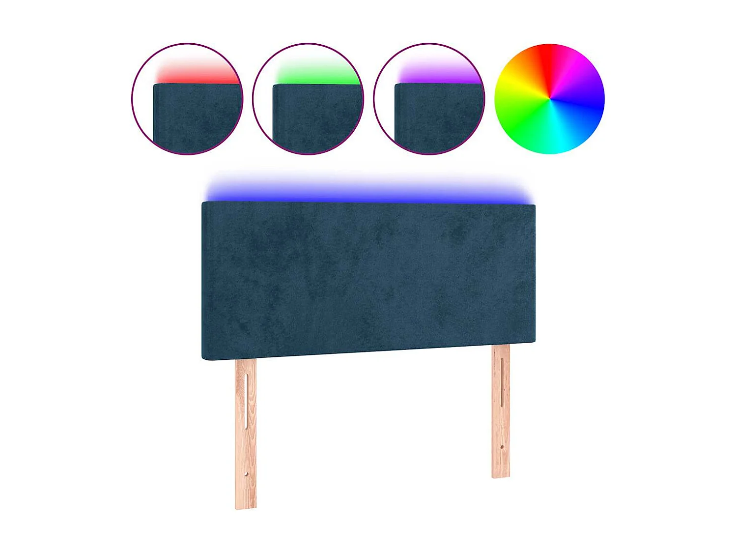 Hoofdbord LED 100x5x78/88 cm fluweel donkerblauw
