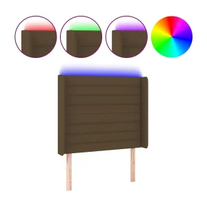 Hoofdbord LED 83x16x118/128 cm stof donkerbruin
