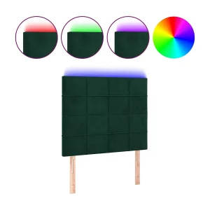 Hoofdbord LED 80x5x118/128 cm fluweel donkergroen