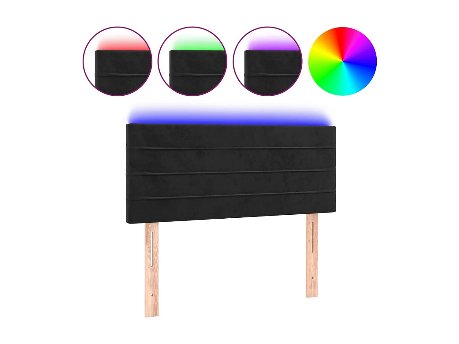 Hoofdbord LED 80x5x78/88 cm fluweel zwart