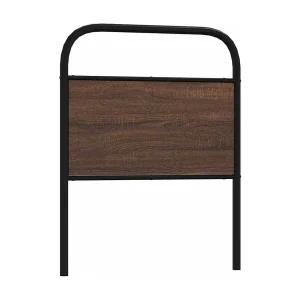 Vervangend hoofdbord 80 cm bewerkt hout en staal bruin eikenkleurig