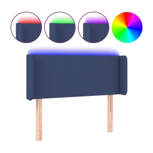 Hoofdbord LED 93x16x78/88 cm stof blauw