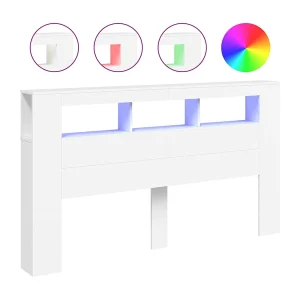 Hoofdeinde met LED 180×18,5×103,5 cm bewerkt hout wit Hoofdeinde met LED 180×18,5×103,5 cm bewerkt hout wit