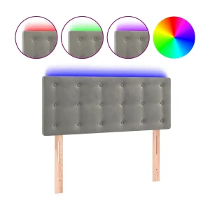 Hoofdbord LED 80x5x78/88 cm fluweel lichtgrijs