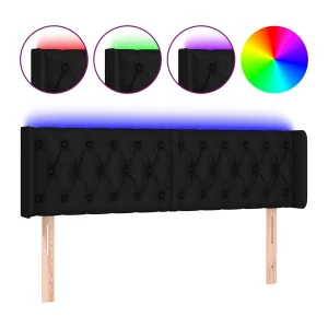 Hoofdbord LED 163x16x78/88 cm stof zwart
