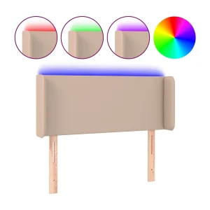 Hoofdbord LED 93x16x78/88 cm kunstleer cappuccinokleurig