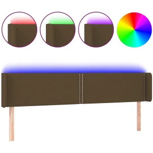 Hoofdbord LED 203x16x78/88 cm stof donkerbruin