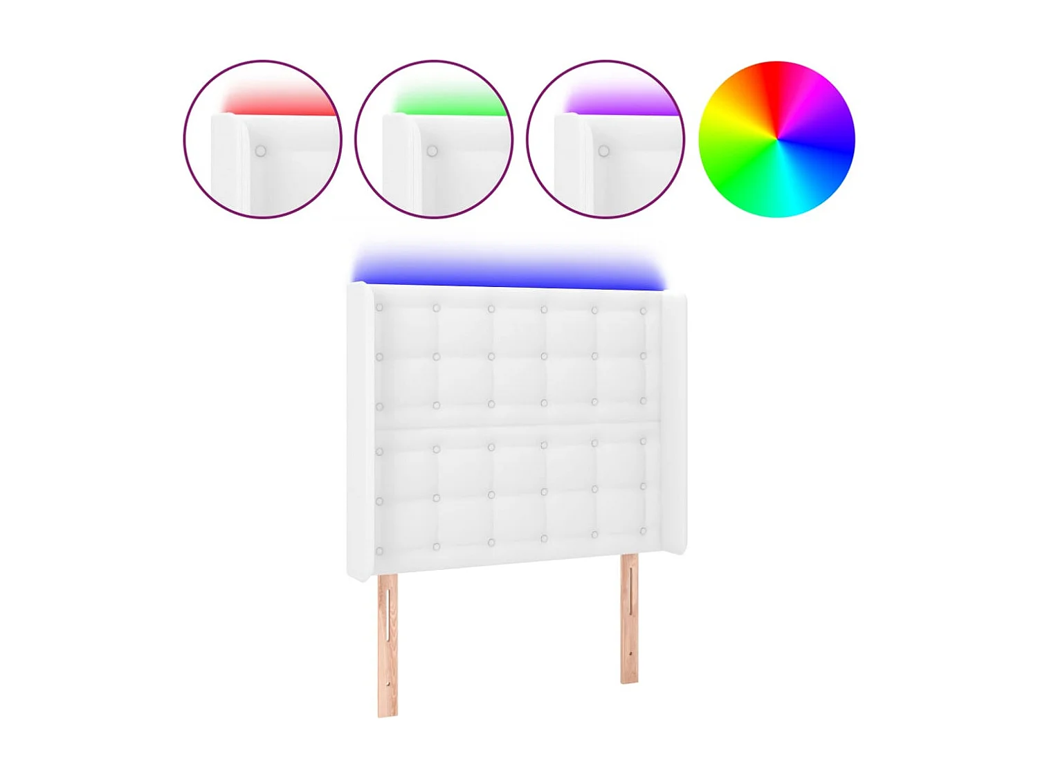 Hoofdbord LED 103x16x118/128 cm kunstleer wit