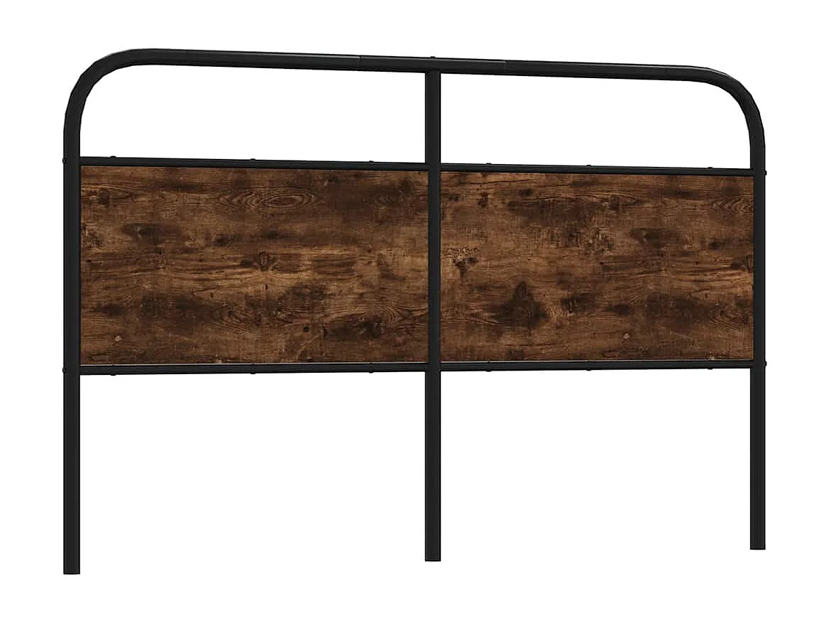Vervangend hoofdbord 160 cm staal en bewerkt hout gerookt eikenkleurig