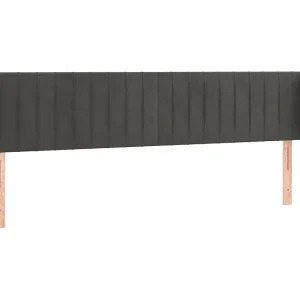 Hoofdbord met randen 163x23x78/88 cm fluweel donkergrijs