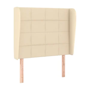 Hoofdbord met randen 103x23x118/128 cm stof crèmekleurig