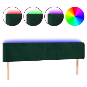 Hoofdbord LED 163x16x78/88 cm fluweel donkergroen