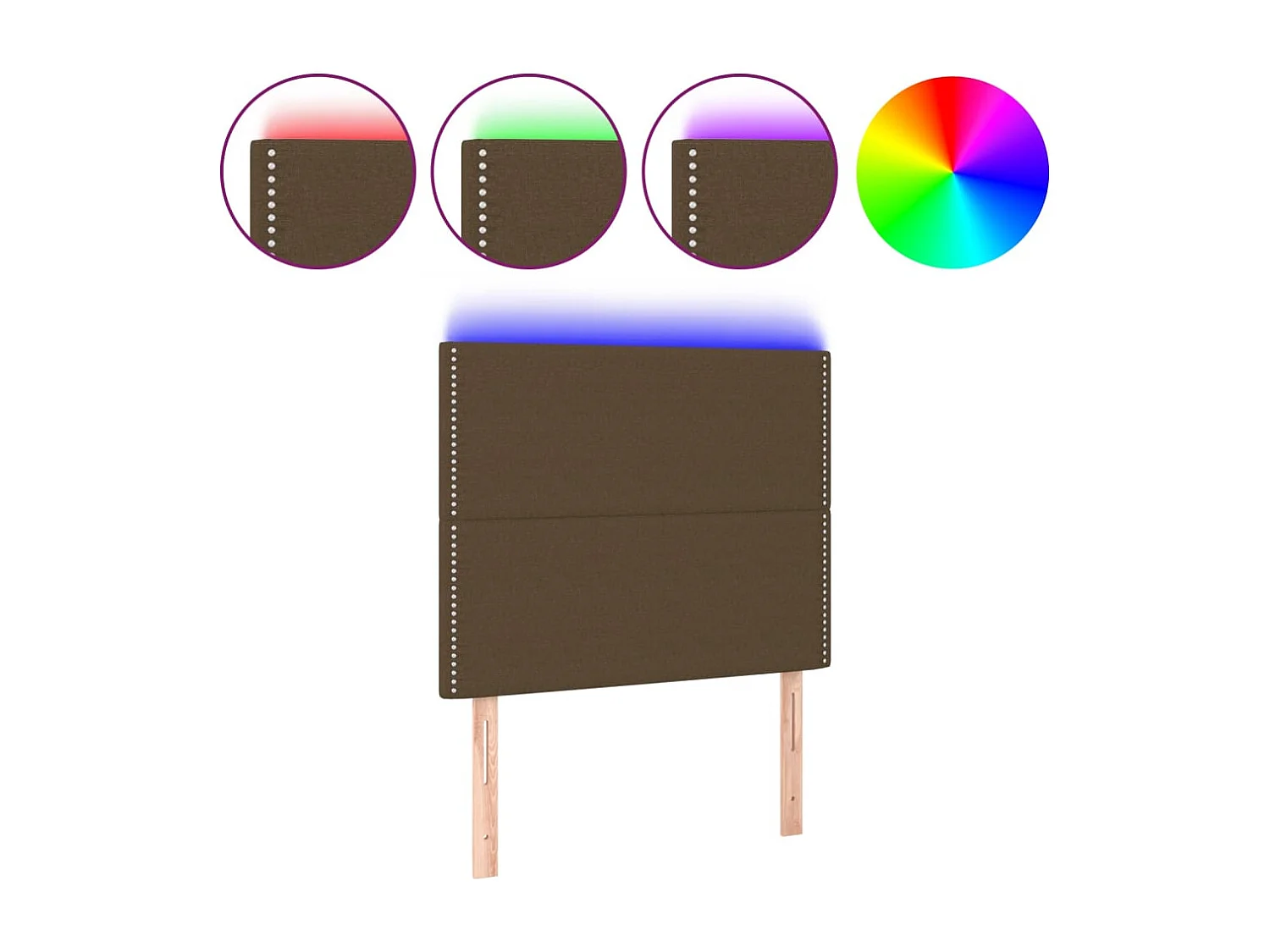 Hoofdbord LED 100x5x118/128 cm stof donkerbruin
