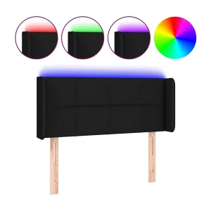Hoofdbord LED 83x16x78/88 cm stof zwart