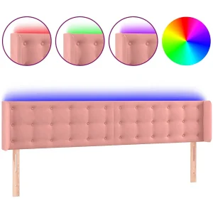 Hoofdbord LED 163x16x78/88 cm fluweel roze