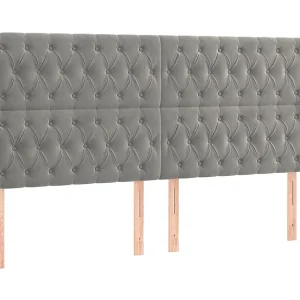 Hoofdbord met randen 203x16x118/128 cm fluweel lichtgrijs Hoofdbord met randen 203x16x118/128 cm fluweel lichtgrijs