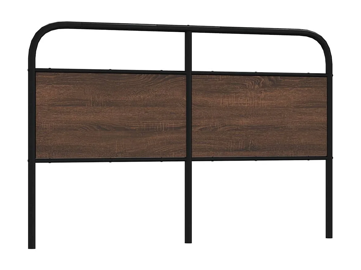 Vervangend hoofdbord 150 cm bewerkt hout en staal bruin eikenkleurig