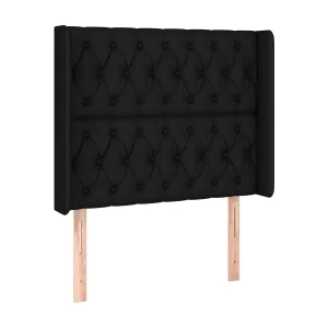 Hoofdbord met randen 93x16x118/128 cm stof zwart Hoofdbord met randen 93x16x118/128 cm stof zwart