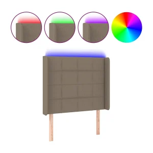 Hoofdbord LED 93x16x118/128 cm stof taupe