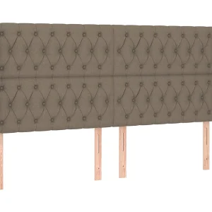 Hoofdbord met randen 203x16x118/128 cm stof taupe