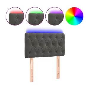 Hoofdbord LED 80x7x78/88 cm fluweel donkergrijs
