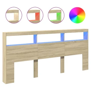 Hoofdbordkast met LED-verlichting 220x17x102 cm sonoma eiken Hoofdbordkast met LED-verlichting 220x17x102 cm sonoma eiken