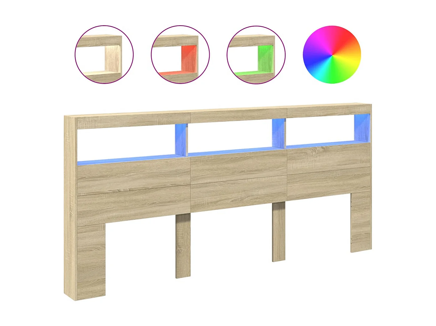 Hoofdbordkast met LED-verlichting 220x17x102 cm sonoma eiken