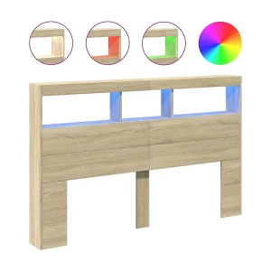 Hoofdbordkast met LED-verlichting 160x17x102 cm sonoma eiken Hoofdbordkast met LED-verlichting 160x17x102 cm sonoma eiken