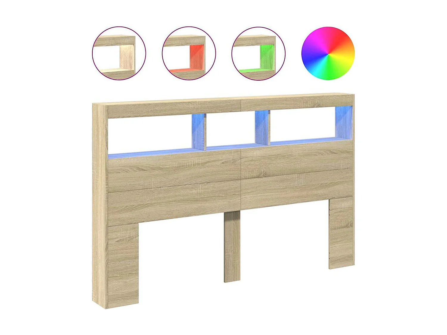 Hoofdbordkast met LED-verlichting 160x17x102 cm sonoma eiken