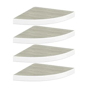 Hoekwandschappen 4 st 35x35x3,8 cm MDF eikenkleurig en wit Hoekwandschappen 4 st 35x35x3,8 cm MDF eikenkleurig en wit