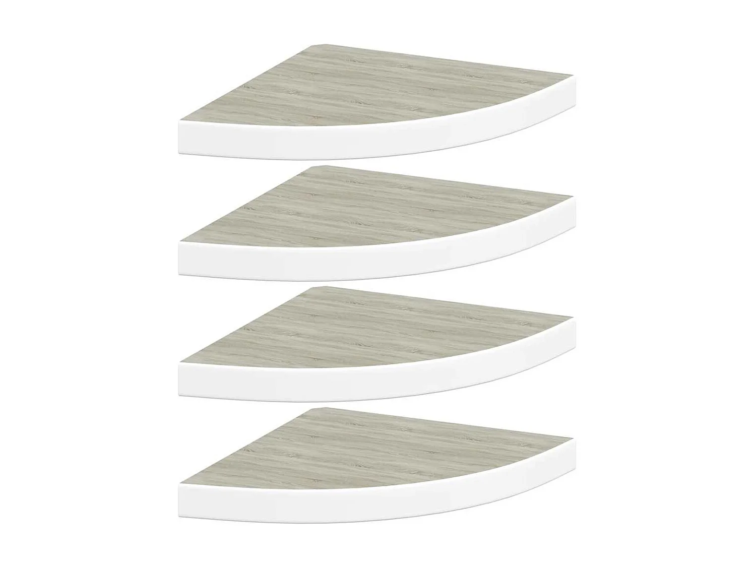 Hoekwandschappen 4 st 35x35x3,8 cm MDF eikenkleurig en wit