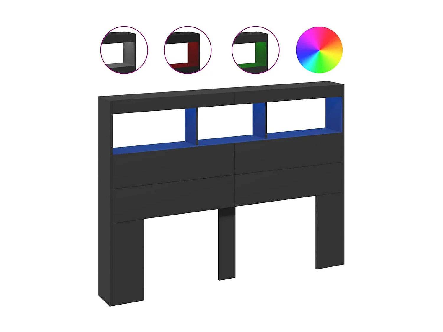 Hoofdbordkast met LED-verlichting 140x17x102 cm zwart