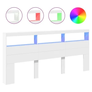 Hoofdbordkast met LED-verlichting 220x17x102 cm wit Hoofdbordkast met LED-verlichting 220x17x102 cm wit
