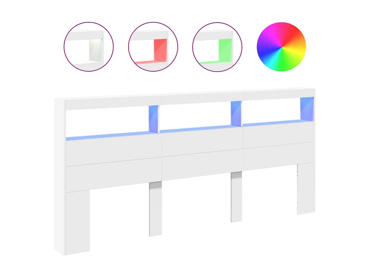 Hoofdbordkast met LED-verlichting 220x17x102 cm wit