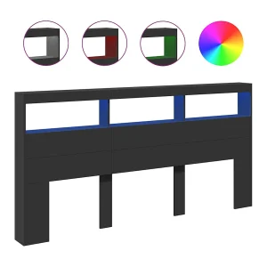 Hoofdbordkast met LED-verlichting 200x17x102 cm zwart Hoofdbordkast met LED-verlichting 200x17x102 cm zwart