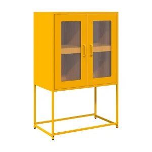 Hoge kast 68x39x107 cm staal mosterdgeel