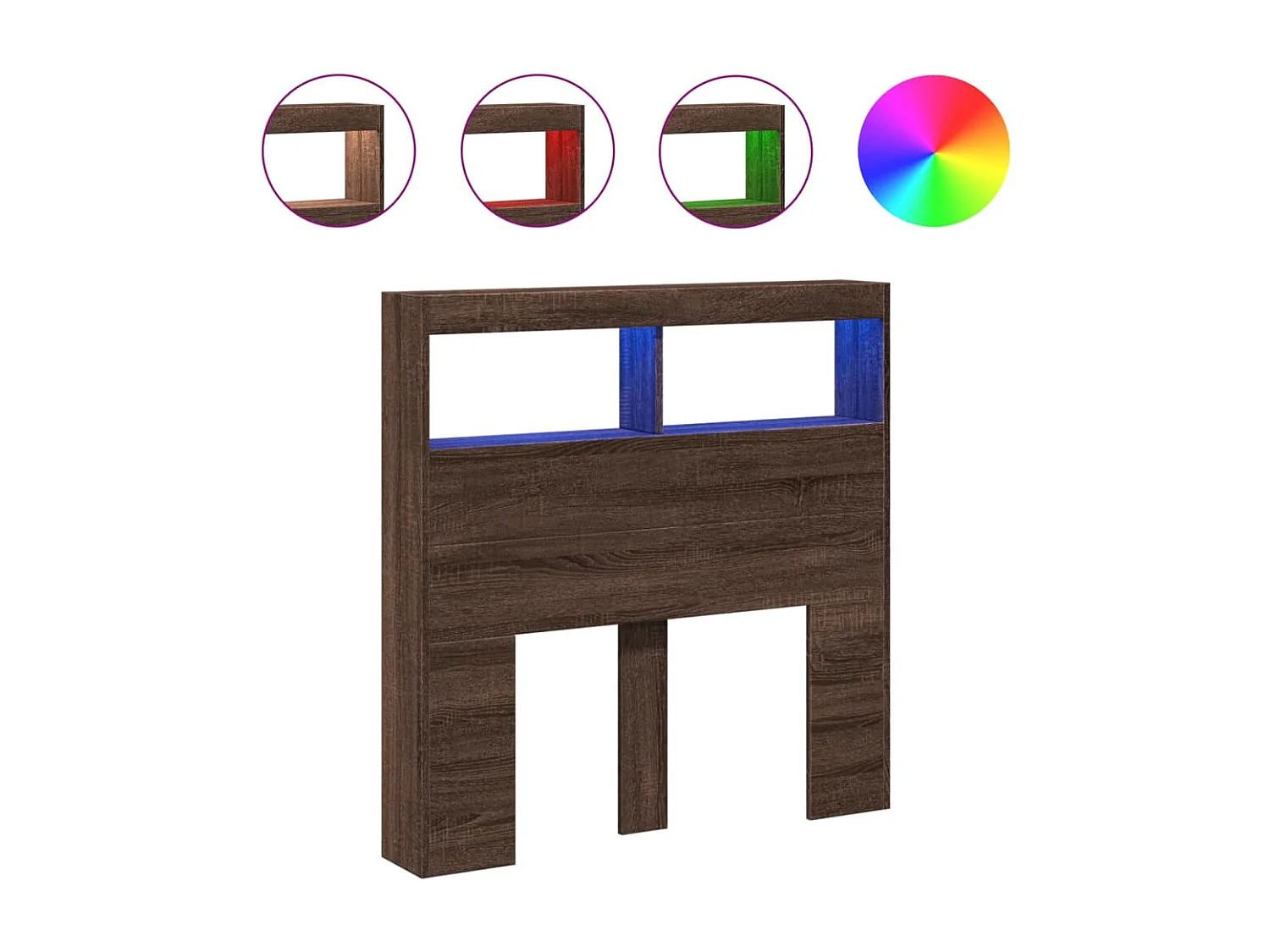 Hoofdbordkast met LED-verlichting 100x17x102 cm bruin eiken