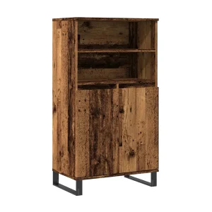 Hoge kast 60x36x110 cm bewerkt hout oud houtkleurig