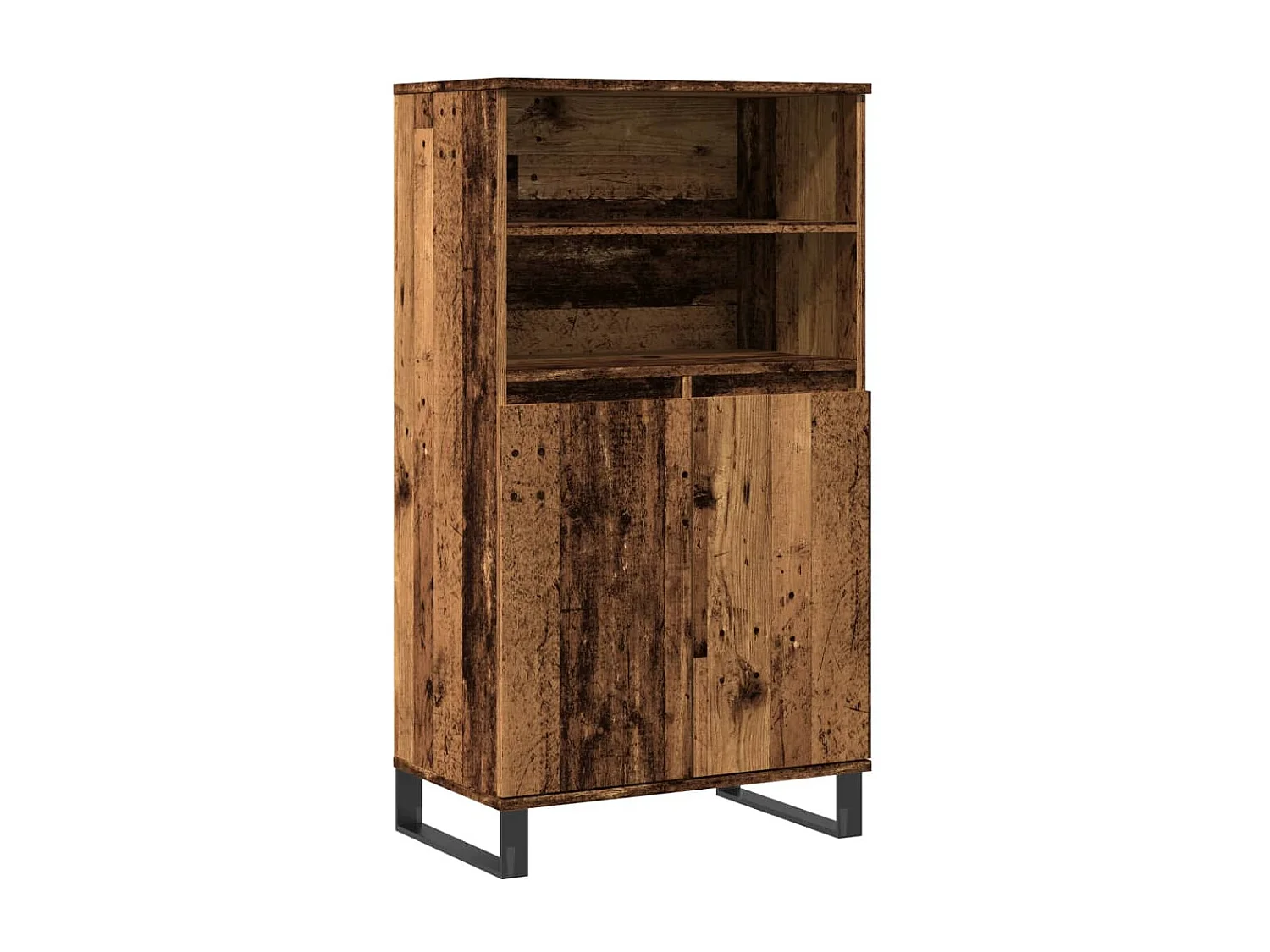 Hoge kast 60x36x110 cm bewerkt hout oud houtkleurig