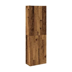 Hoge kast 60x32x190 cm bewerkt hout oud houtkleurig