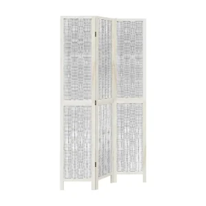 Kamerscherm met 3 panelen massief paulowniahout wit Kamerscherm met 3 panelen massief paulowniahout wit