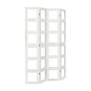 Kamerscherm met 4 panelen massief paulowniahout wit Kamerscherm met 4 panelen massief paulowniahout wit
