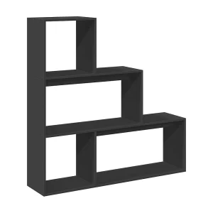 Kamerscherm / boekenkast 3-laags 123x29x123 cm hout zwart Kamerscherm / boekenkast 3-laags 123x29x123 cm hout zwart