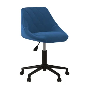 Kantoorstoel draaibaar fluweel blauw