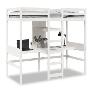 Hoogslaper zonder matras massief grenenhout wit 90×190 cm Hoogslaper zonder matras massief grenenhout wit 90×190 cm